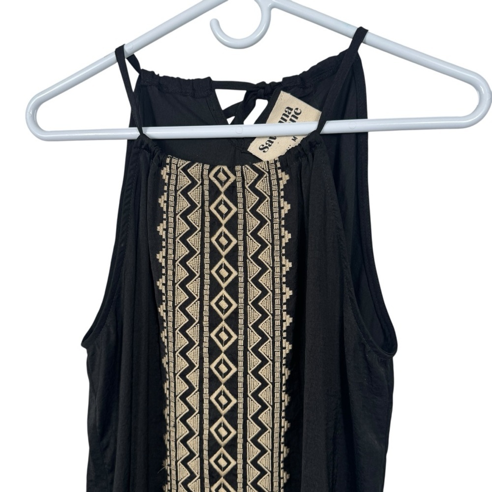 Savanna Jane Black Embroidered Tank Top, Size M - Picture 2 of 6